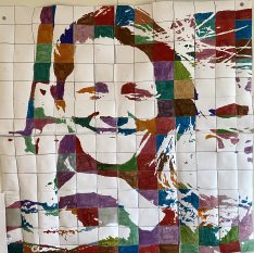 portrait Sam Davies à la Chuck Close