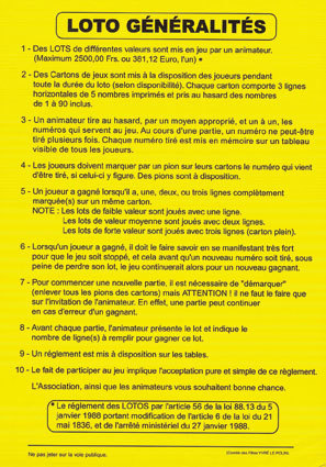 reglement du loto généralités