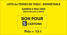 bon pour cinq cartons de loto