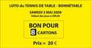 bon pour huit cartons de loto