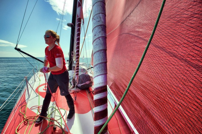 Les voiles d'un bateau de course au large